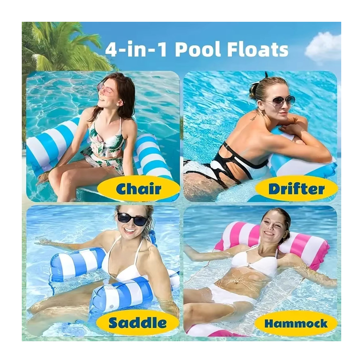 Aufblasbare Schwimmer-Hängematte für Erwachsene zum Entspannen im Pool und beim Wassersport - Bild 2