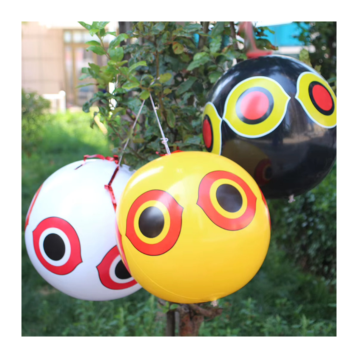 Aufblasbare Vogelabwehr-Kugeln mit Augen zur Schädlingsbekämpfung im Garten, Durchmesser: 40 cm, Farbe: Mehrfarbig, Material: PVC - Bild 3