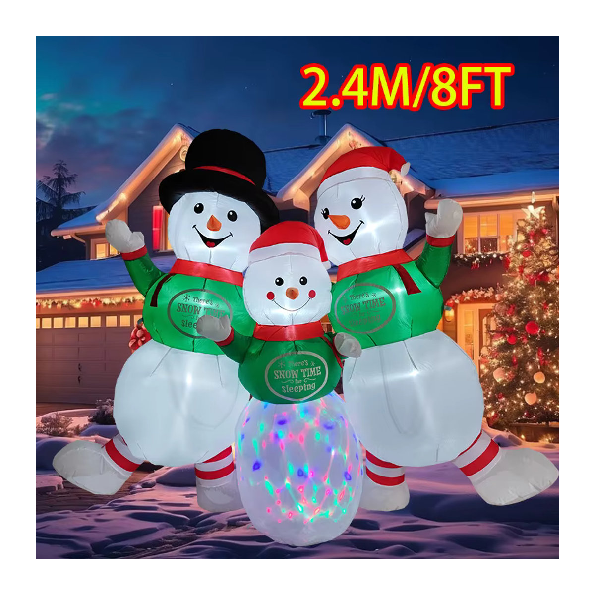 Aufblasbare Weihnachtsdekoration CatXaa mit LED-Leuchten – Lebkuchenmann und Schneemann als bunte Party-Ornamente für dein Weihnachtsfest - Bild 4
