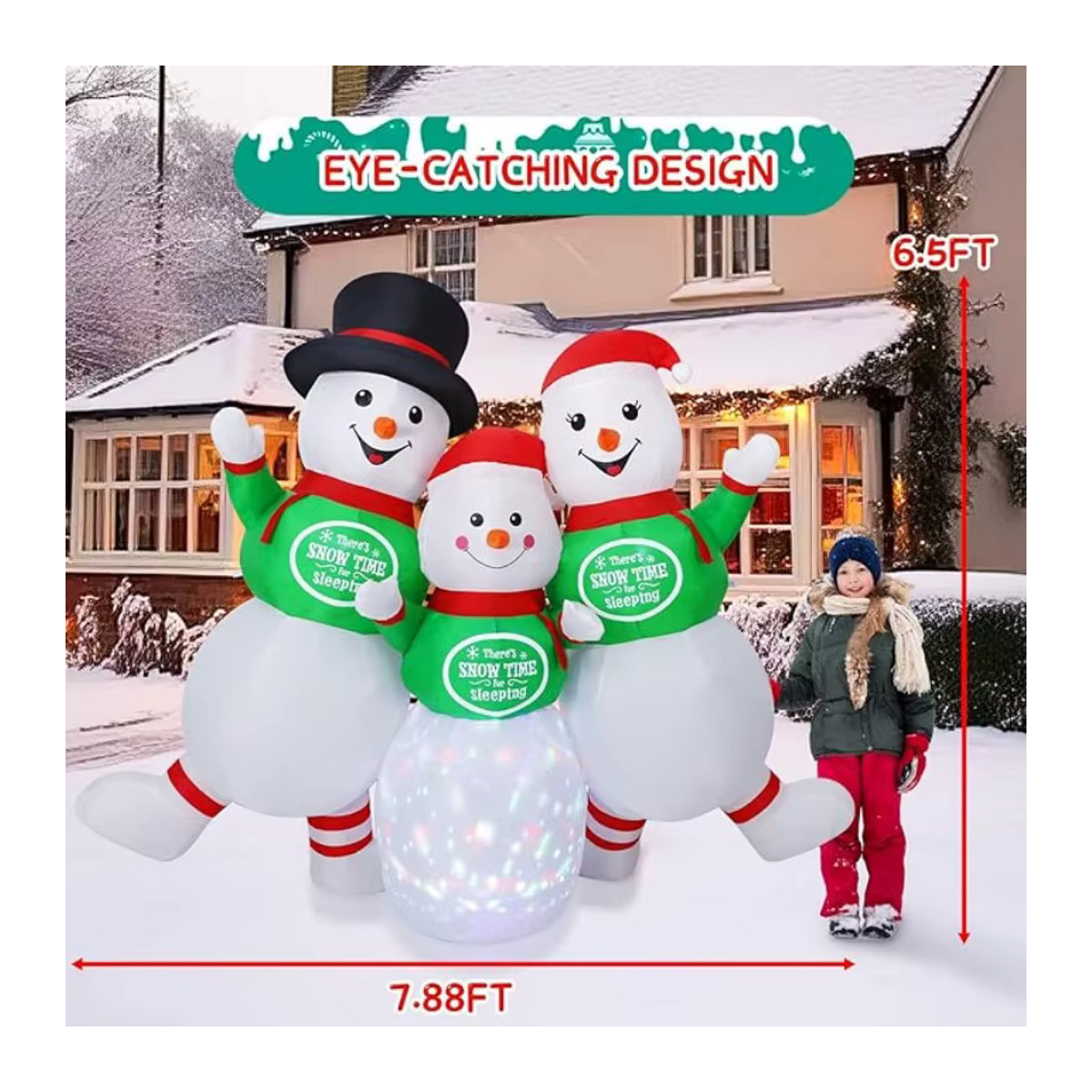 Aufblasbare Weihnachtsdekoration CatXaa mit LED-Leuchten – Lebkuchenmann und Schneemann als bunte Party-Ornamente für dein Weihnachtsfest - Bild 5