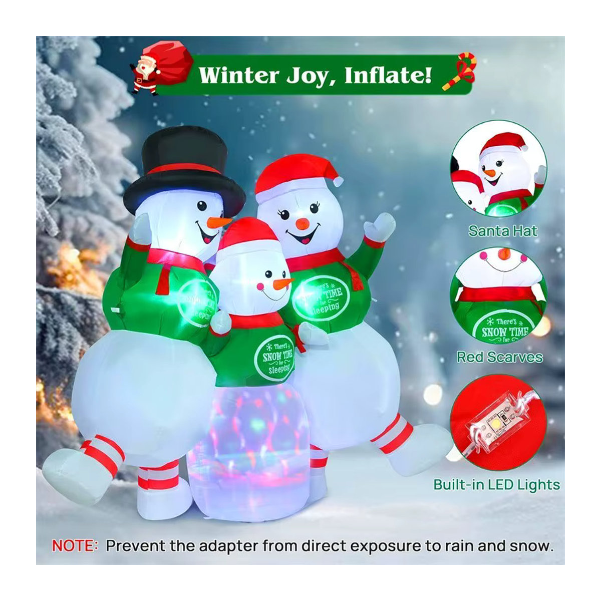 Aufblasbare Weihnachtsdekoration CatXaa mit LED-Leuchten – Lebkuchenmann und Schneemann als bunte Party-Ornamente für dein Weihnachtsfest - Bild 6