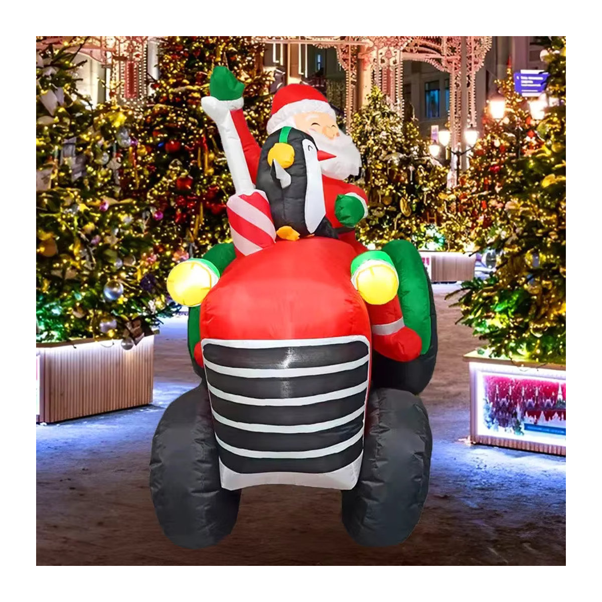 Aufblasbare Weihnachtsdekoration von CatXaa mit Weihnachtsmann auf Traktor und LED-Beleuchtung, mehrfarbig, Höhe: 150 cm - Bild 5