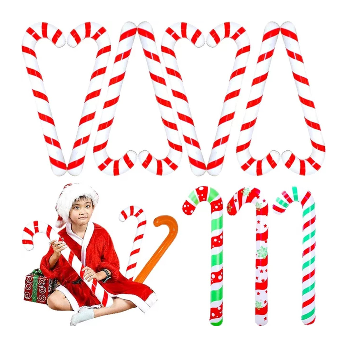 Aufblasbare Weihnachtsdekoration Zuckersanze für Kinder, Wandbehang als Partyrequisite für Weihnachten und Neujahr, Höhe: 90 cm - Bild 1