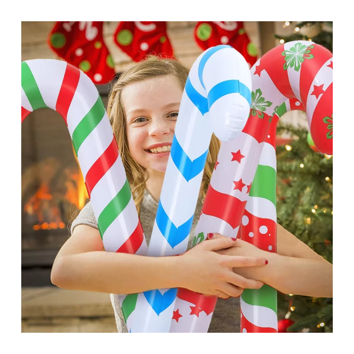 Aufblasbare Weihnachtsdekoration Zuckersanze für Kinder, Wandbehang als Partyrequisite für Weihnachten und Neujahr, Höhe: 90 cm - Bild 2