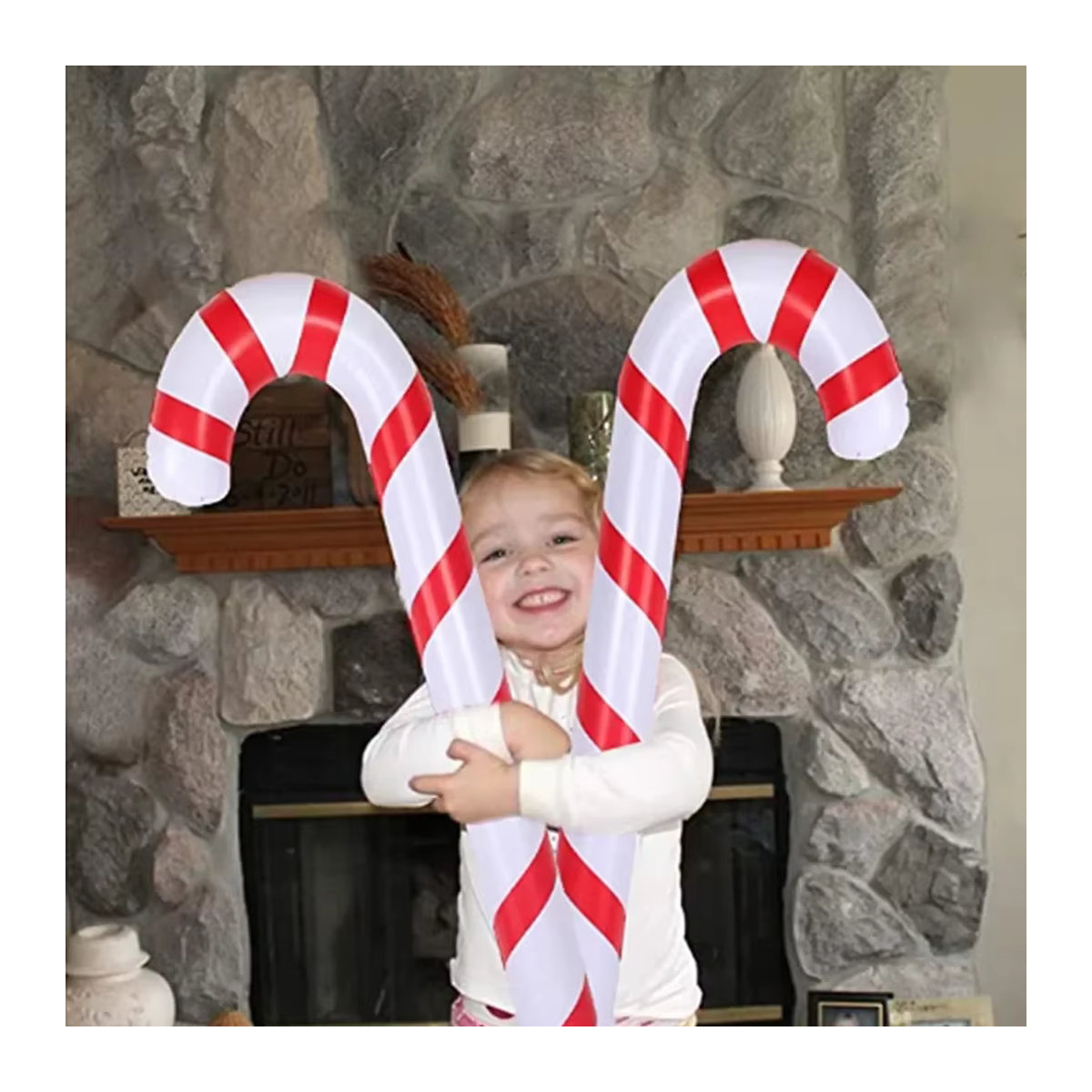 Aufblasbare Weihnachtsdekoration Zuckersanze für Kinder, Wandbehang als Partyrequisite für Weihnachten und Neujahr, Höhe: 90 cm - Bild 3