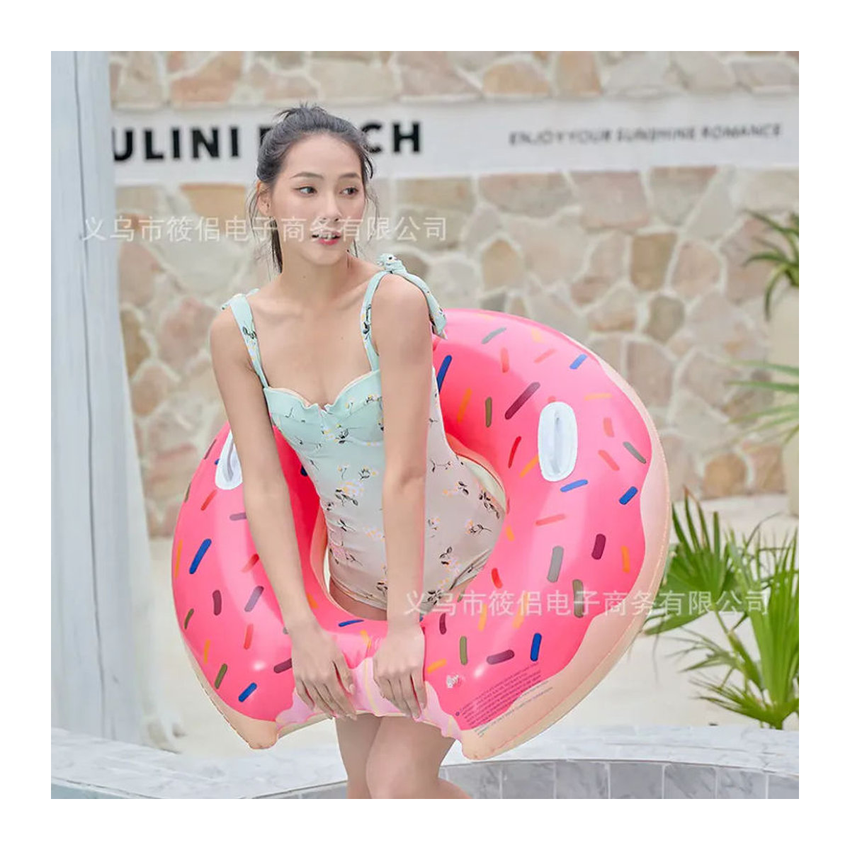 Aufblasbarer Donut-Schwimmring für Erwachsene aus PVC in Zufallsfarbe für Pool und Strand - Bild 3
