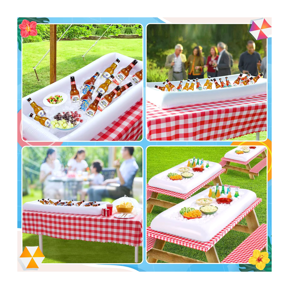 Aufblasbarer Pool-Party-Kühler mit Servierstangen und Ablaufstopfen von buyyes für Grillen und Picknicks - Bild 2