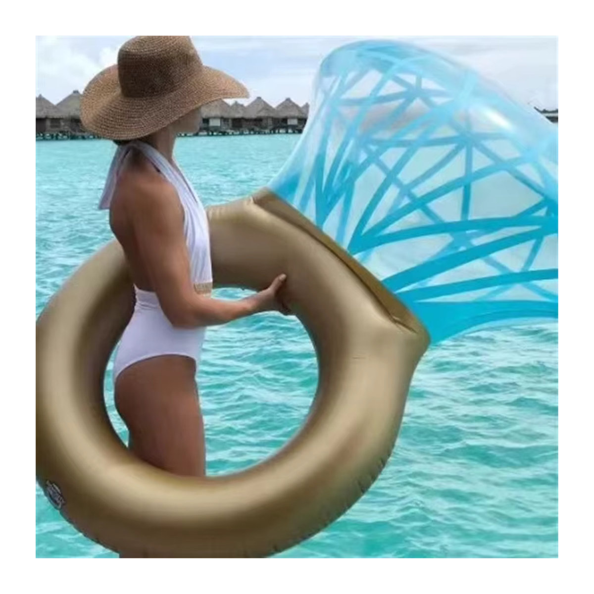 Aufblasbarer Riesen Diamant Ring für Pool und Strand als Sommer Spielzeug und Foto Requisite - Bild 6