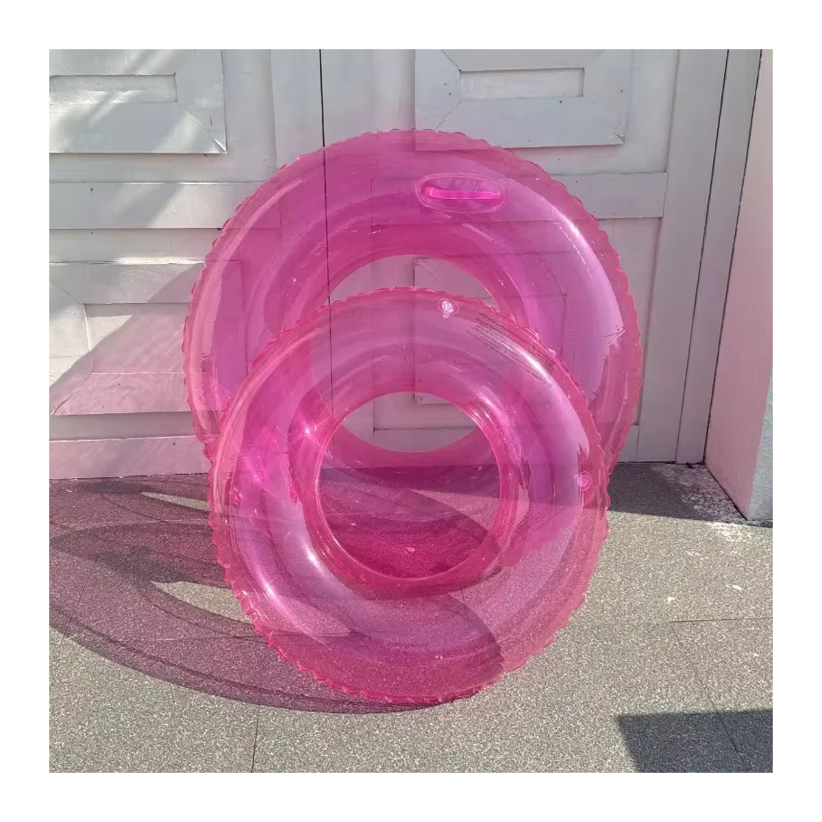 Aufblasbarer Schwimmring aus transluzentem PVC mit Griff für Pool und Strand - Bild 3