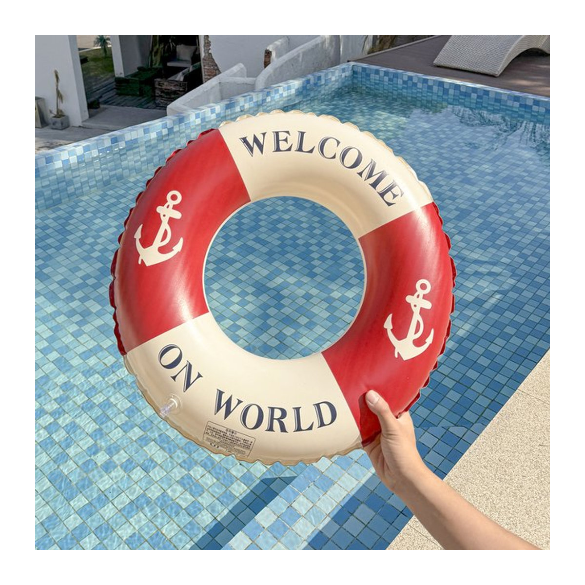 Aufblasbarer Schwimmring im Retro Boot Anker Design für Erwachsene zum Schwimmen am Strand und im Schwimmbad - Bild 1