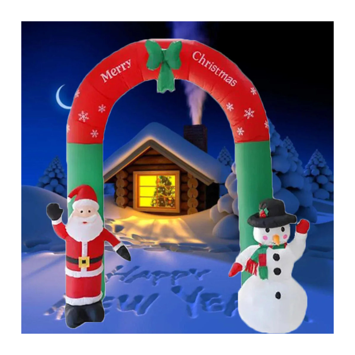 Aufblasbarer Weihnachts-Torbogen mit Weihnachtsmann und Schneemann, Multicolor, Höhe: 240 cm, mit LED-Lichtern für Indoor und Outdoor - Bild 1