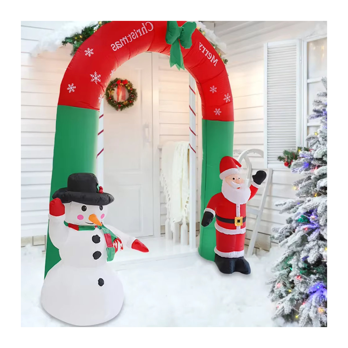 Aufblasbarer Weihnachts-Torbogen mit Weihnachtsmann und Schneemann, Multicolor, Höhe: 240 cm, mit LED-Lichtern für Indoor und Outdoor - Bild 2