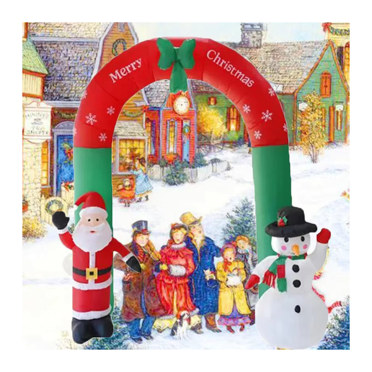 Aufblasbarer Weihnachts-Torbogen mit Weihnachtsmann und Schneemann, Multicolor, Höhe: 240 cm, mit LED-Lichtern für Indoor und Outdoor - Bild 3