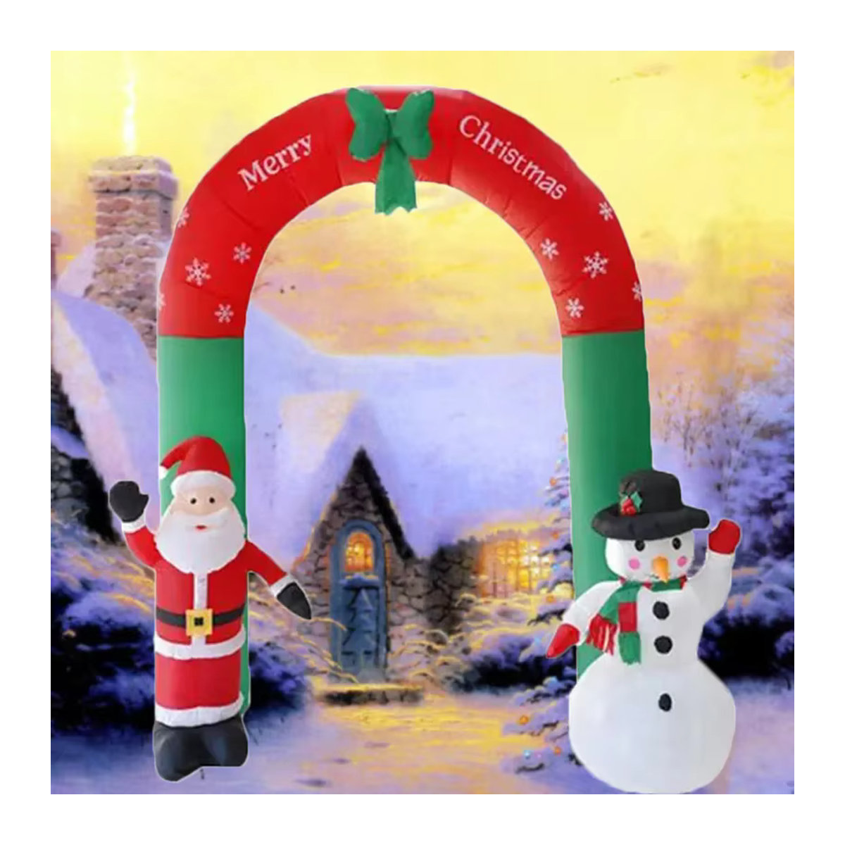 Aufblasbarer Weihnachts-Torbogen mit Weihnachtsmann und Schneemann, Multicolor, Höhe: 240 cm, mit LED-Lichtern für Indoor und Outdoor - Bild 4