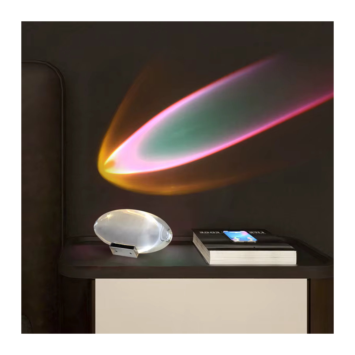 Auge der Sky Kristall Tischlampe Claeted in Weiß mit minimalistischem Design für Sunset Projektion und Atmosphärelicht - Bild 2