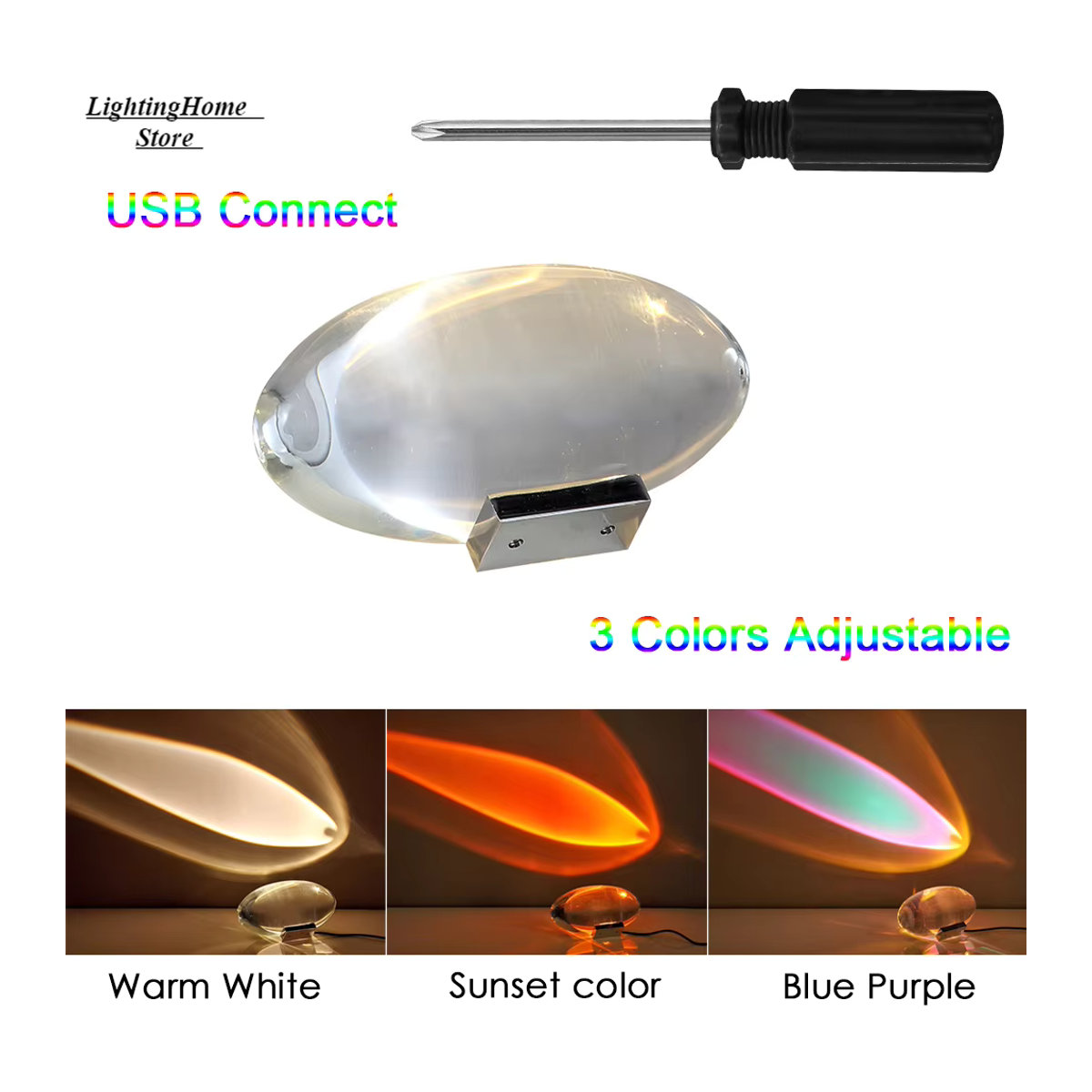 Auge der Sky Kristall Tischlampe Claeted in Weiß mit minimalistischem Design für Sunset Projektion und Atmosphärelicht - Bild 3