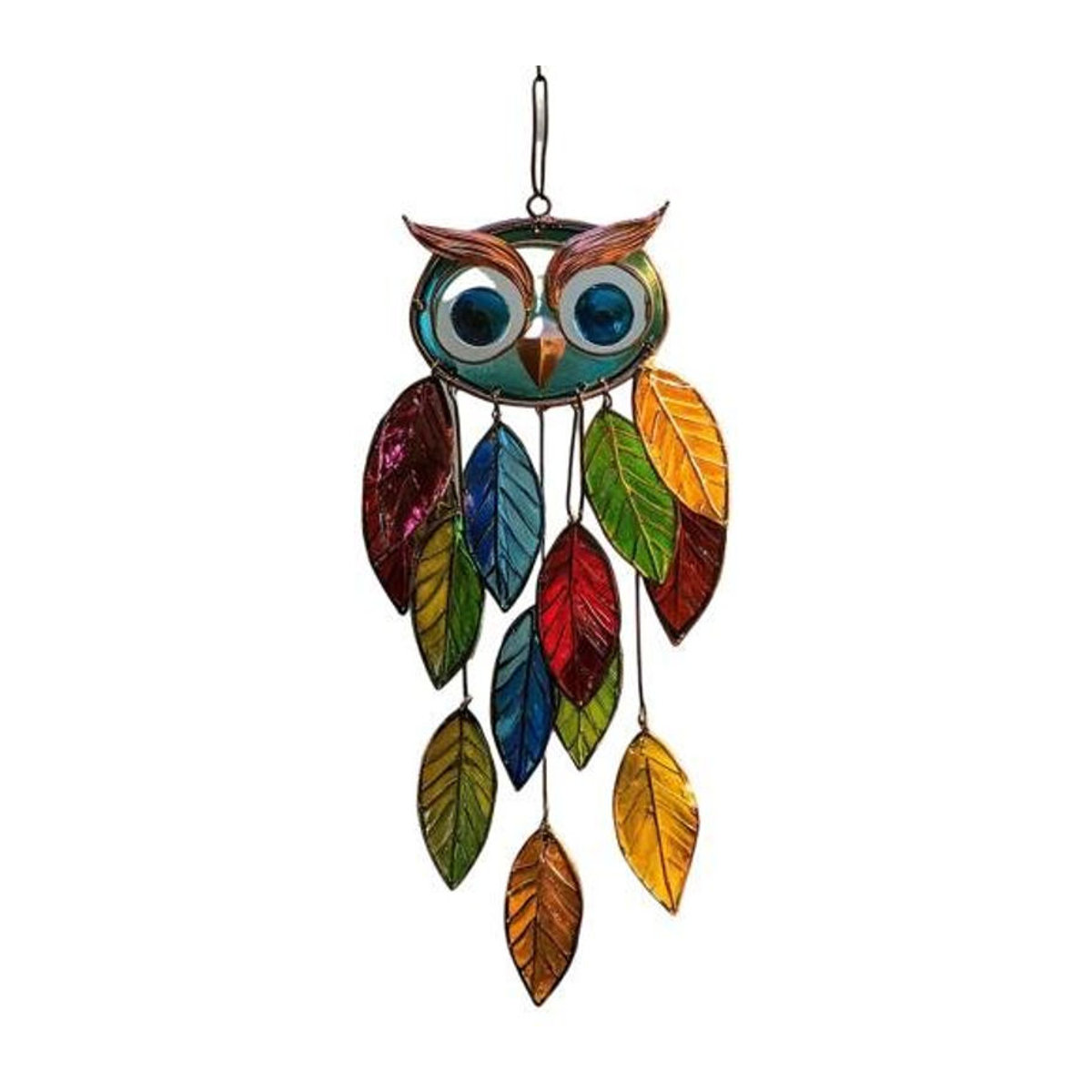 Aunel Buntglas-Eulen-Ornament mehrfarbig als handgefertigtes Hängeornament aus Kunststoff und Glas - Bild 1