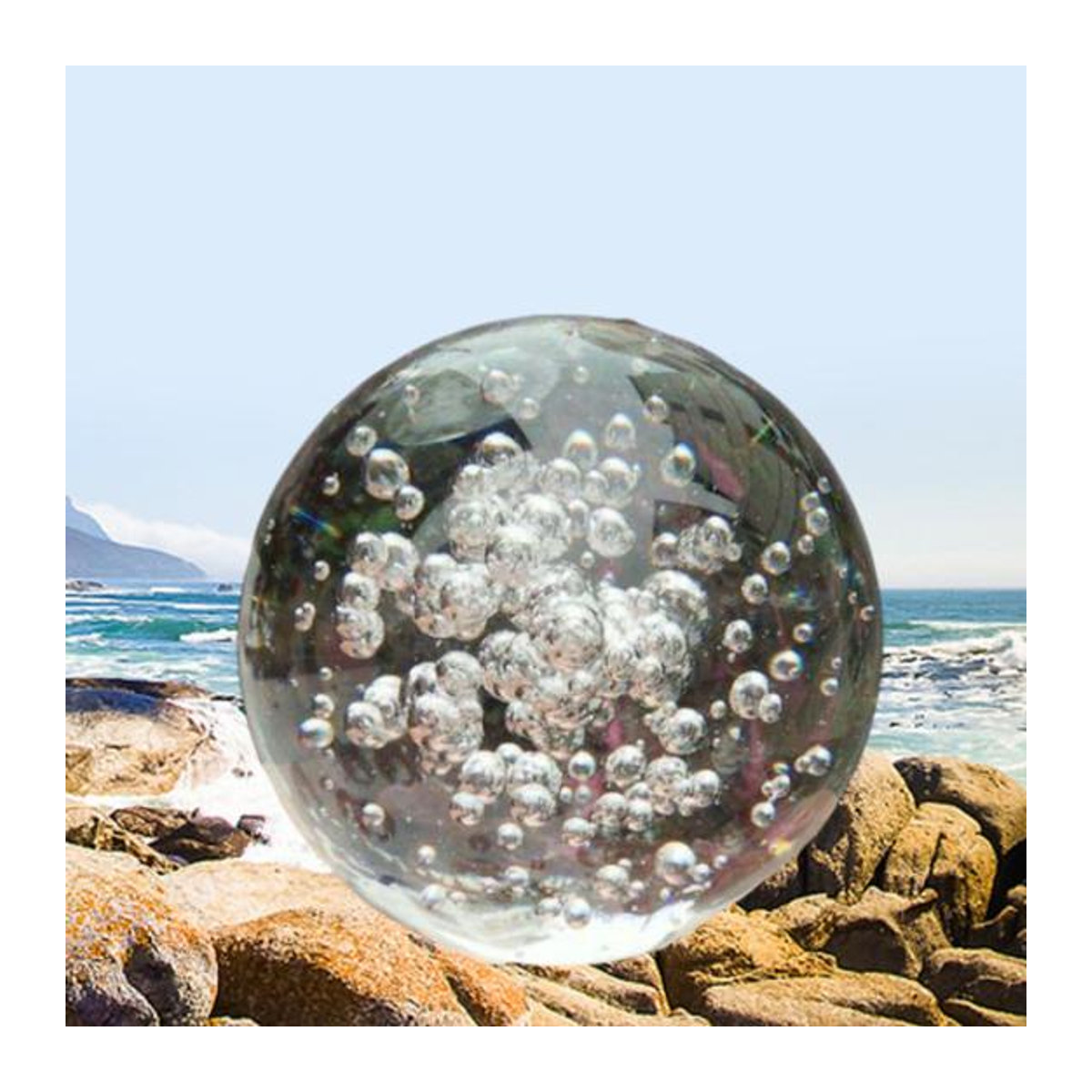 Aunel Dekorative Glas Kugel mit Blasen Design in Transparent, Rundes Home und Büro Ornament, Durchmesser: 8 cm - Bild 11