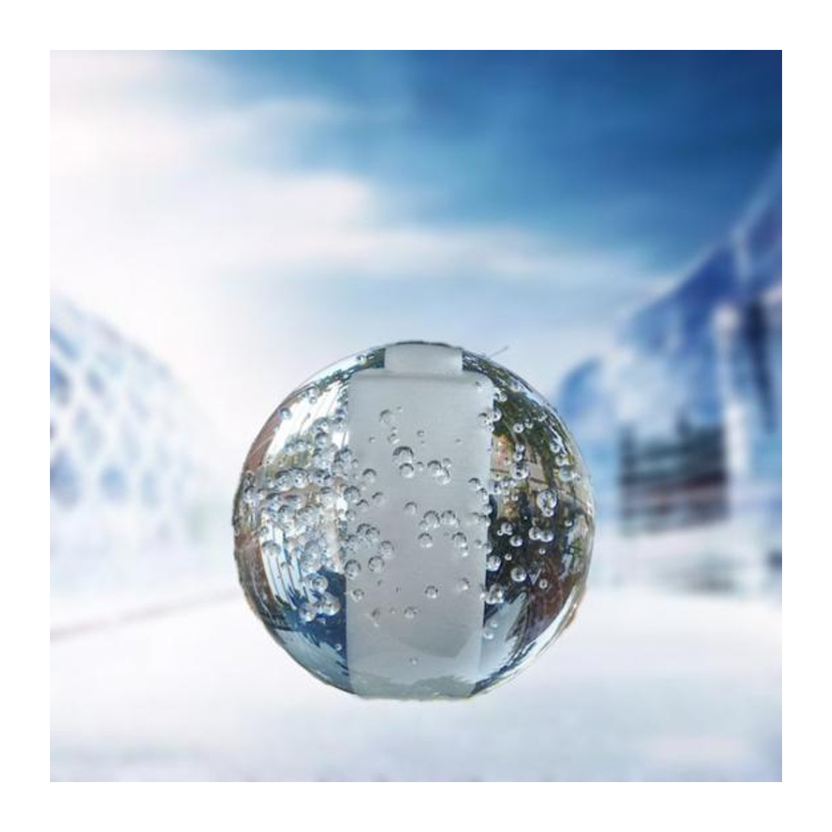 Aunel Dekorative Glas Kugel mit Blasen Design in Transparent, Rundes Home und Büro Ornament, Durchmesser: 8 cm - Bild 9