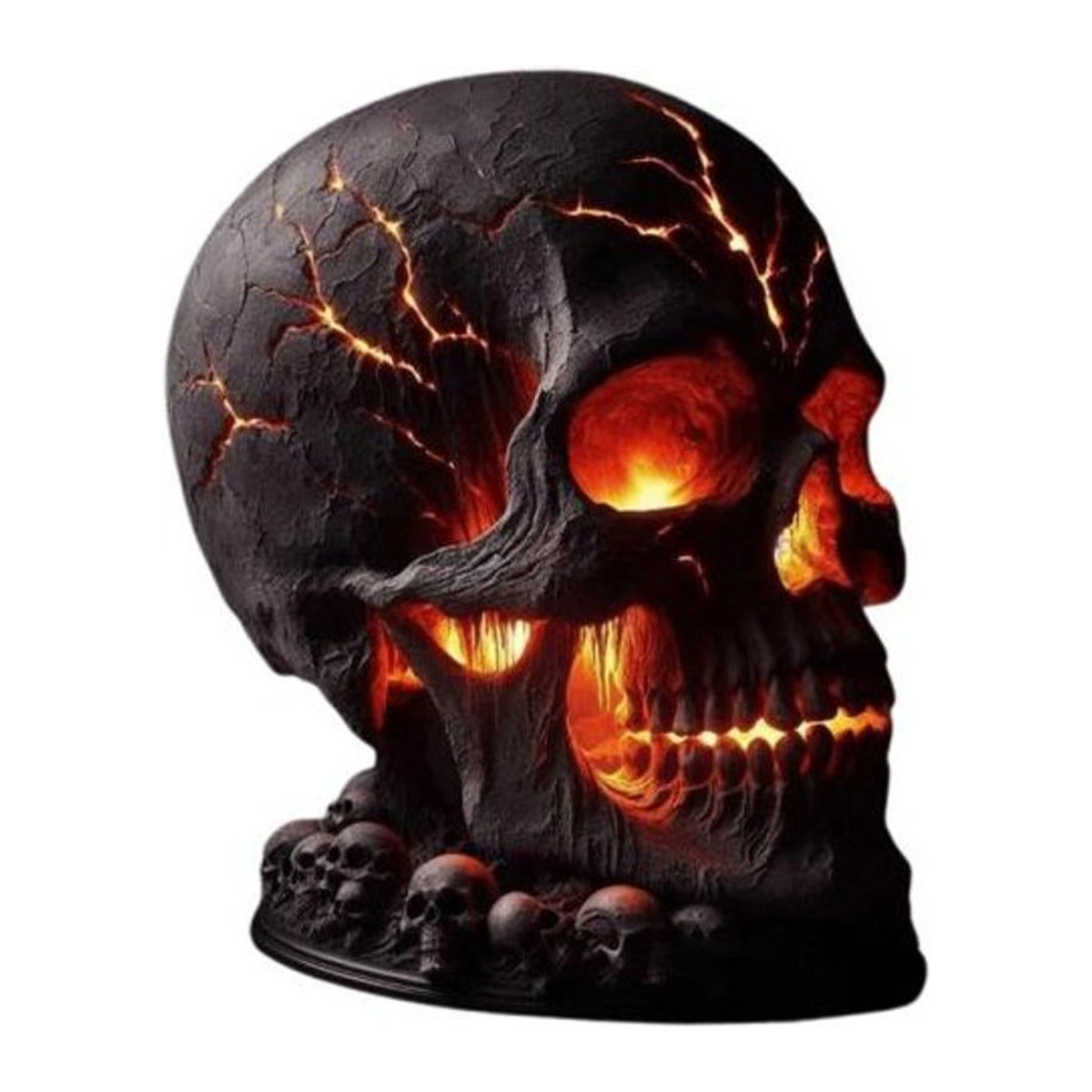 Aunel Gothic Magma Schädel Schreibtischlampe aus Kunstharz mit warmweißer LED in Orange, Gelb und Schwarz - Bild 1