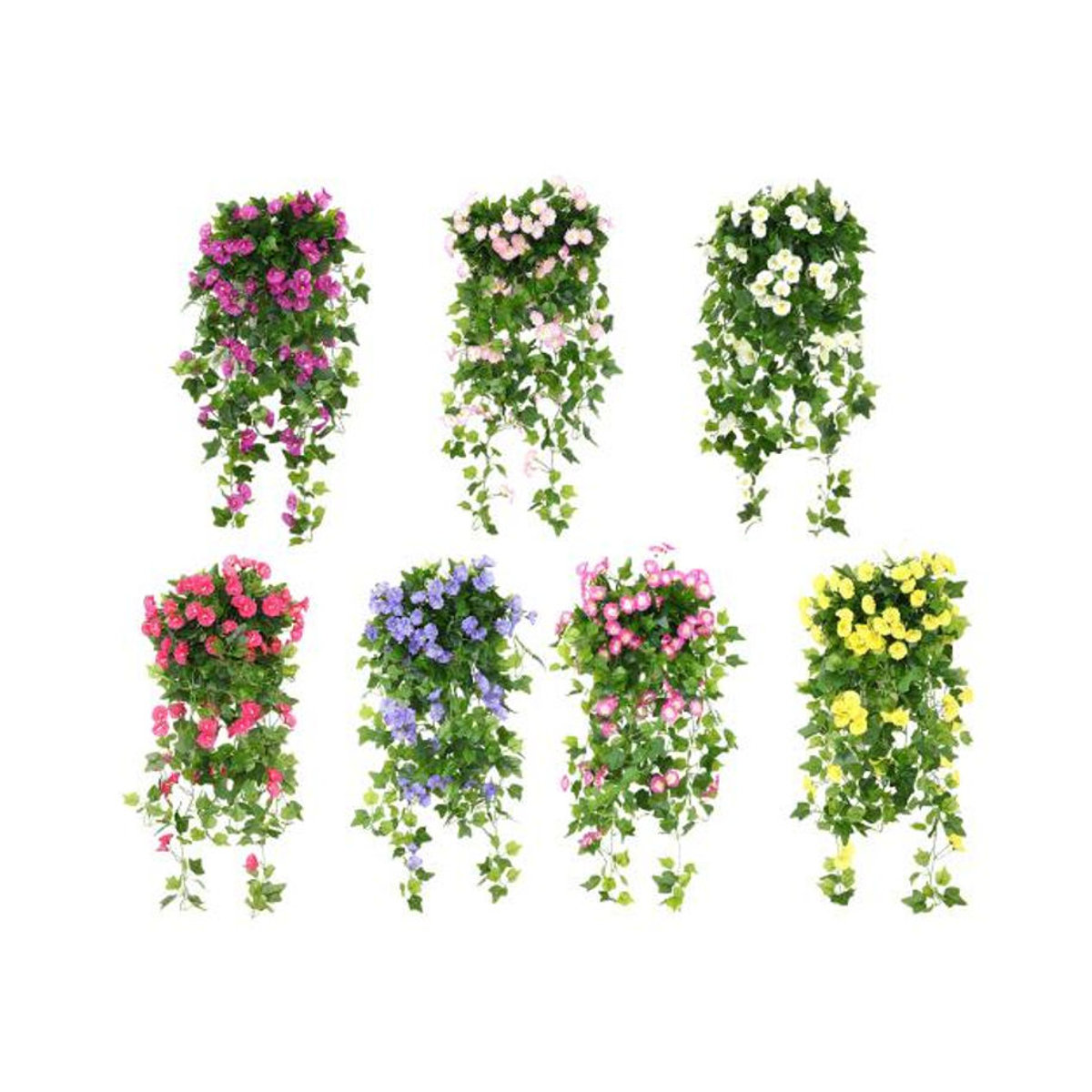 Aunel Künstliche Prunkwinde mit 44 Köpfen, Mehrfarbige Petunienblume aus Textil, Hängende Kunstpflanze für Garten und Dekoration - Bild 1