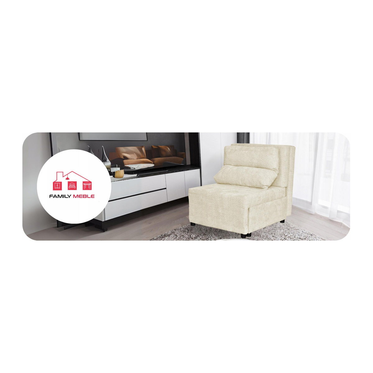 Ausklappbarer Sessel mit Schlaffunktion und Bettkasten KIMO Ramona beige B: 195 cm, H: 80 cm, T: 88 cm, B: 72 cm - Bild 2