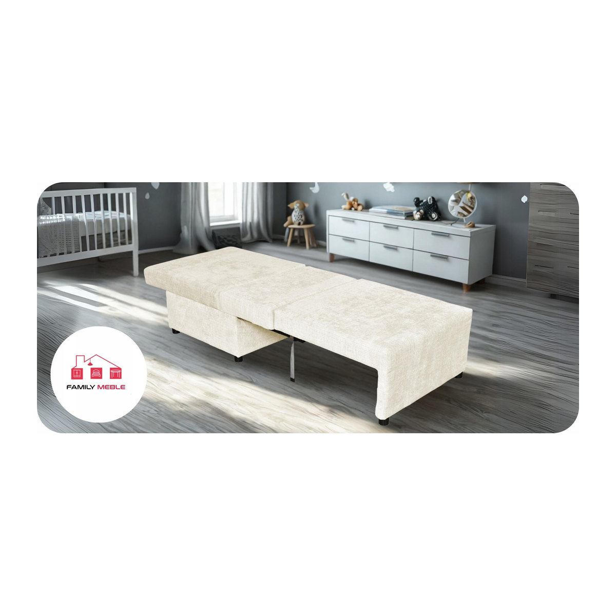 Ausklappbarer Sessel mit Schlaffunktion und Bettkasten KIMO Ramona beige B: 195 cm, H: 80 cm, T: 88 cm, B: 72 cm - Bild 3