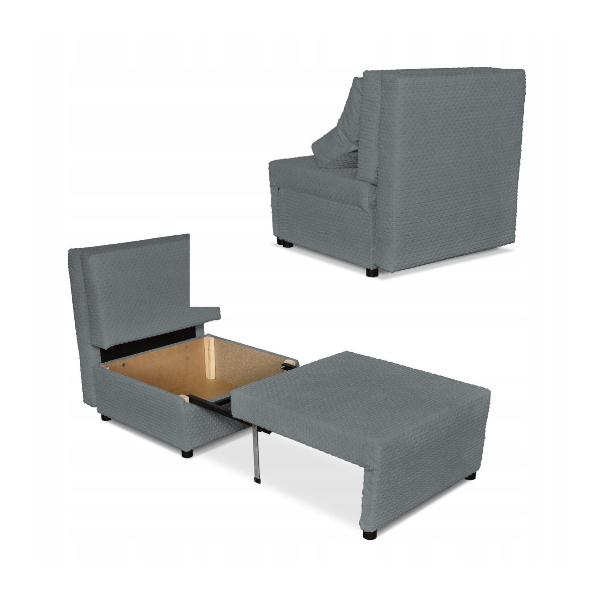 Ausklappbares Sofa KIMO mit Schlaffunktion und Bettkasten von Family Möbel in Grau, B/T/H: 195 x 88 x 80 cm - Bild 2