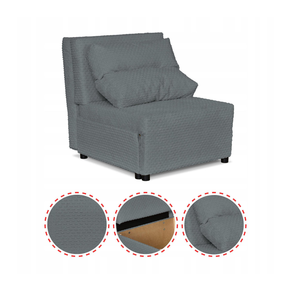 Ausklappbares Sofa KIMO mit Schlaffunktion und Bettkasten von Family Möbel in Grau, B/T/H: 195 x 88 x 80 cm - Bild 3