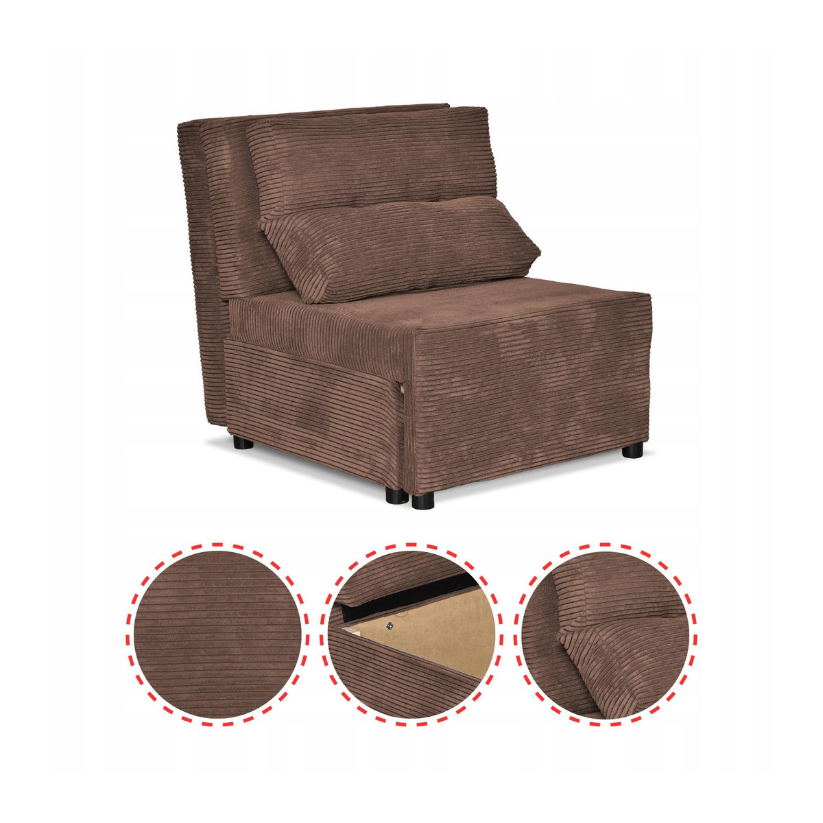 Ausklappbares Sofa KIMO von Family Möbel mit Schlaffunktion und Bettkasten in Braun, B/T/H: 88 x 80 x 72 cm - Bild 4