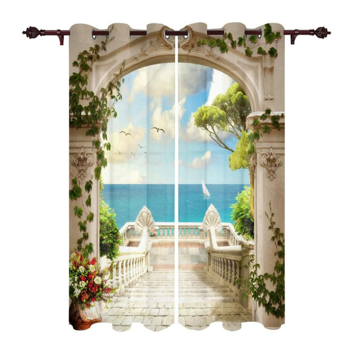 Außenvorhang für Balkon, Garten, Terrasse und Gazebo von A Family Of Home Textiles, B/H: 220 x 214 cm - Bild 1