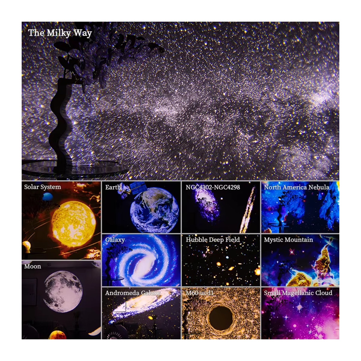 AUSYLE Galaxie Projektor Nachtlampe mit Sternenhimmel und Planeten für die Raumdekoration in Weiß - Bild 6