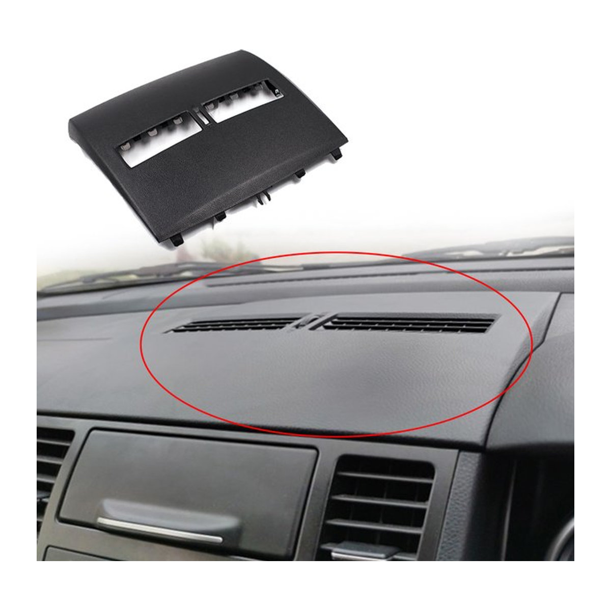 Auto Instrumententafel Abdeckung für Nissan Tiida C11 2013-2017 in Schwarz für die halbe Klimaanlage Entlüftungsauslass aus Kunststoff - Bild 1