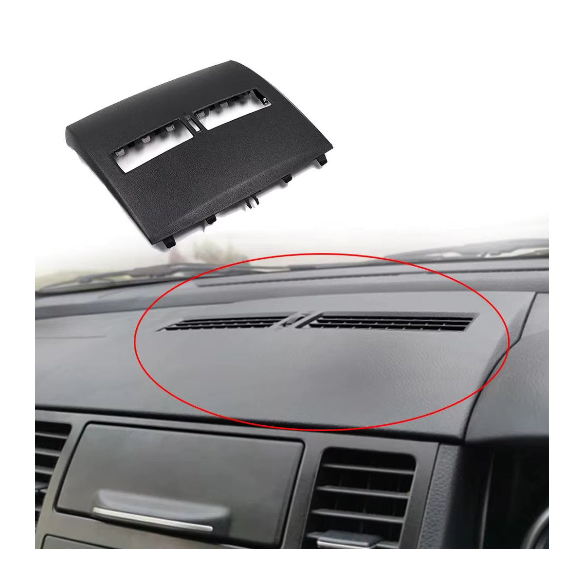 Auto Instrumententafel Abdeckung für Nissan Tiida C11 2013-2017 in Schwarz für die halbe Klimaanlage Entlüftungsauslass aus Kunststoff - Bild 7