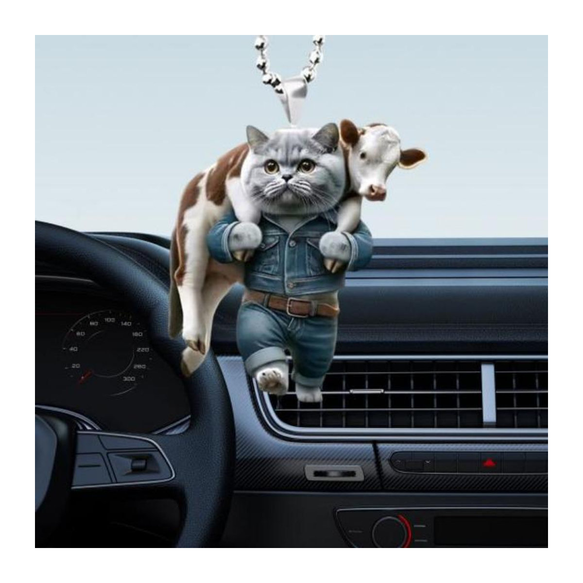 Auto-Rückspiegel-Ornament von chenxiaogang mit Katzen-Design aus Acryl und Umhängeband als hängende Dekoration für dein Auto - Bild 1