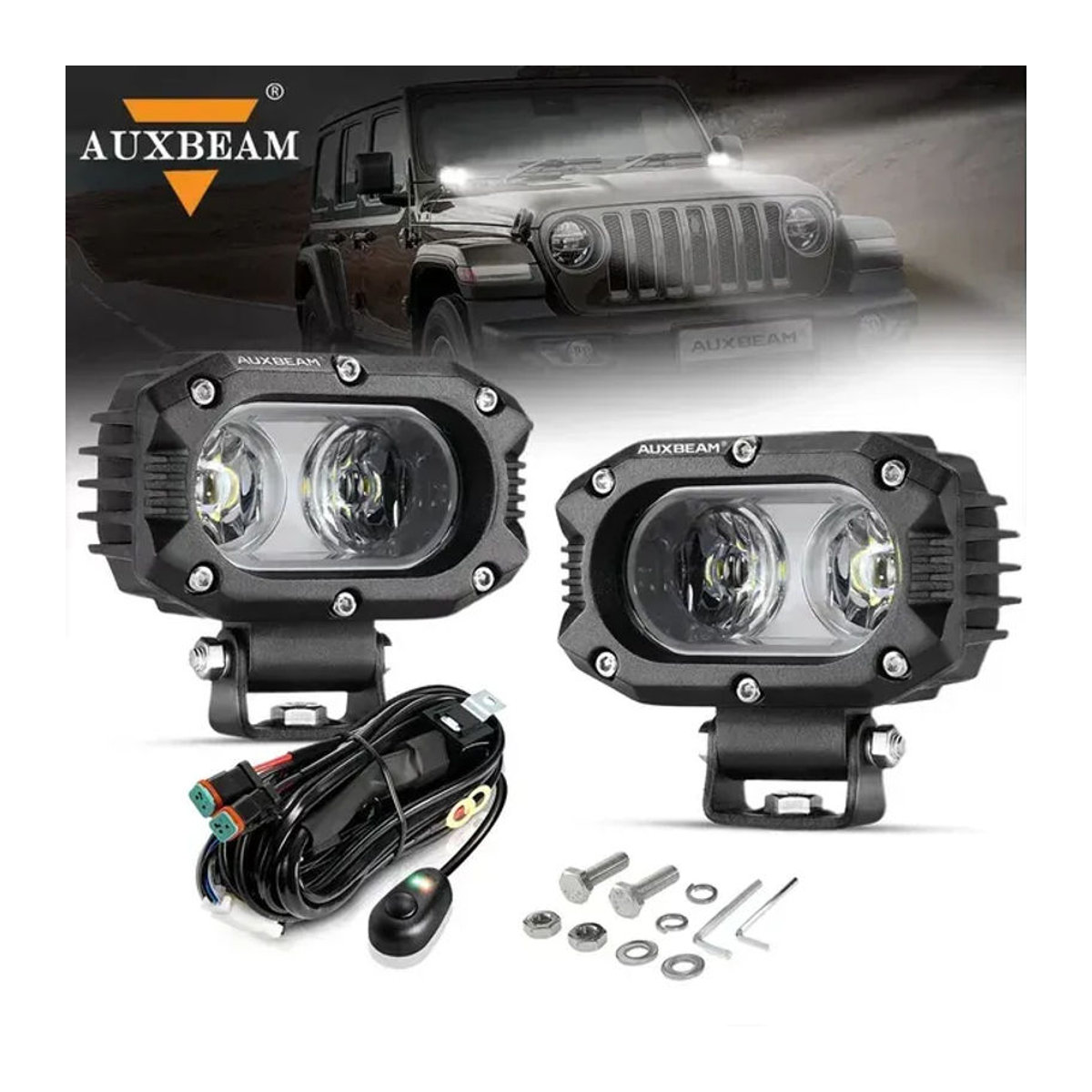 AUXBEAM R4 Serie 4 Zoll LED-Arbeitsleuchte 60 W LED-Pod für Offroad-LKW und SUV mit Flutlichtstrahler in 3000 K oder 6500 K - Bild 1