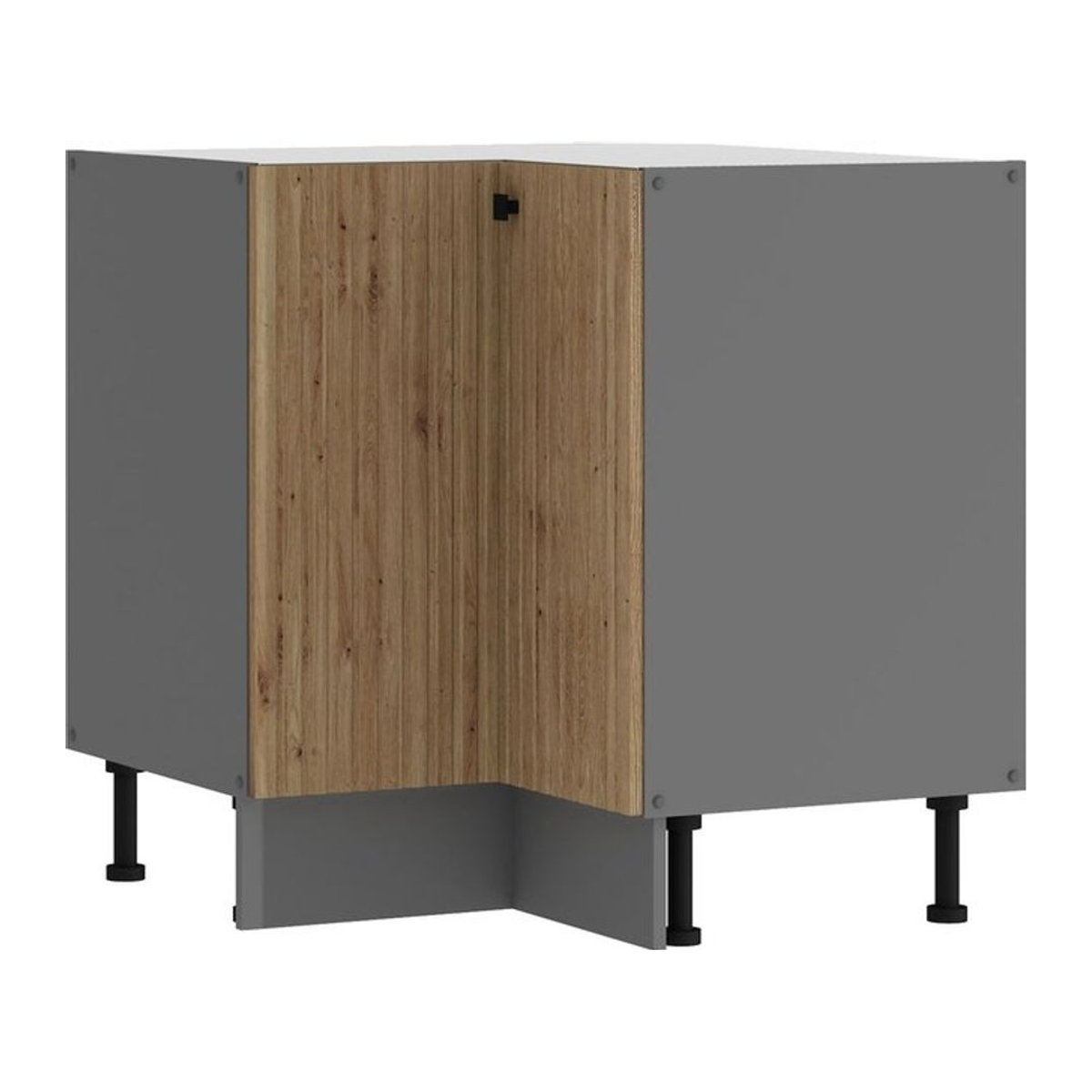 AVA Artisan Eckunterschrank in Natur mit Lamellenoptik für deine moderne Küchenzeile, B/T/H: 90 x 90 x 90 cm - Bild 1