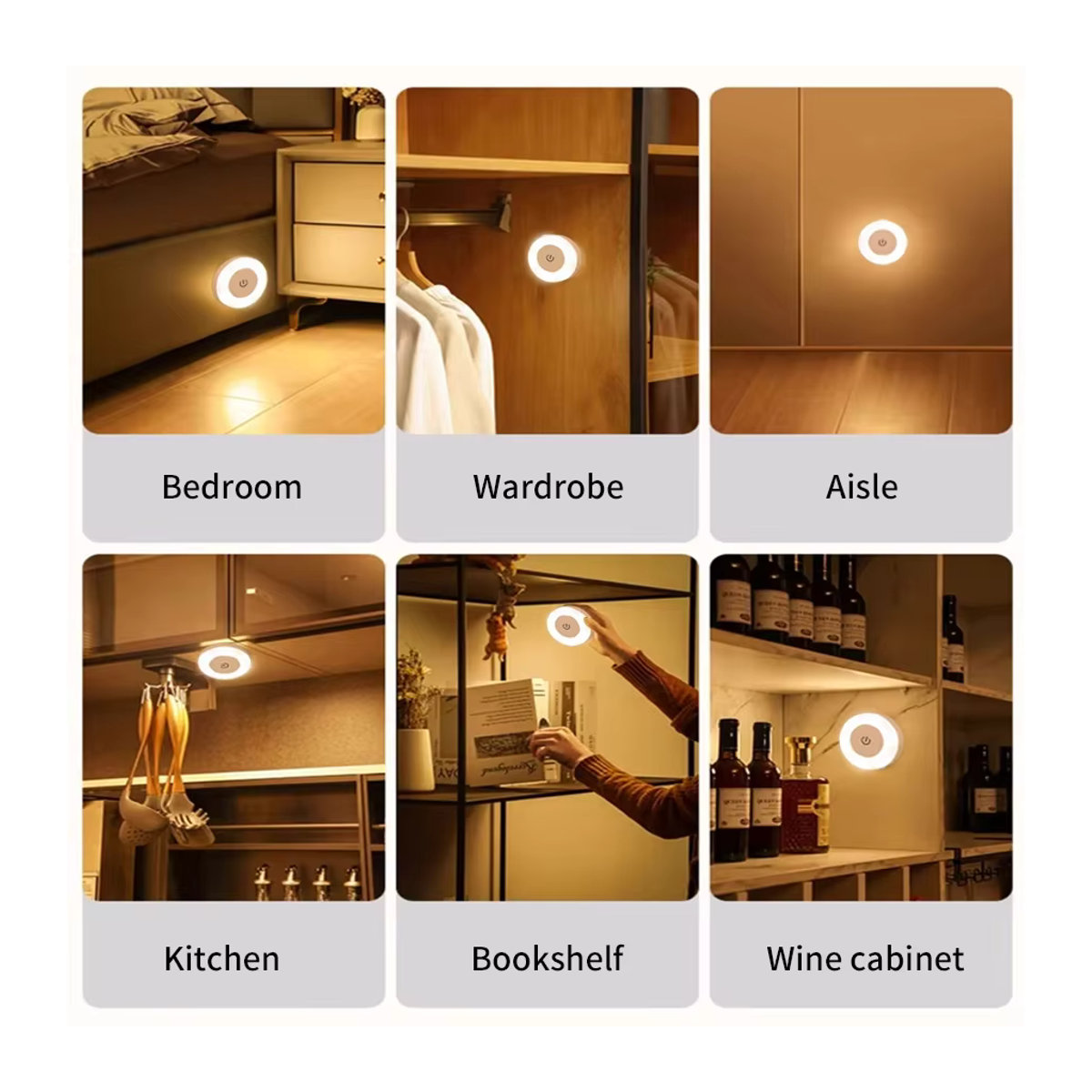 AVACOM Drahtlose LED Wandleuchte mit Touch-Schalter, wiederaufladbares dimmbares Nachtlicht in 3 Farben für Schlafzimmer und Schrank - Bild 4