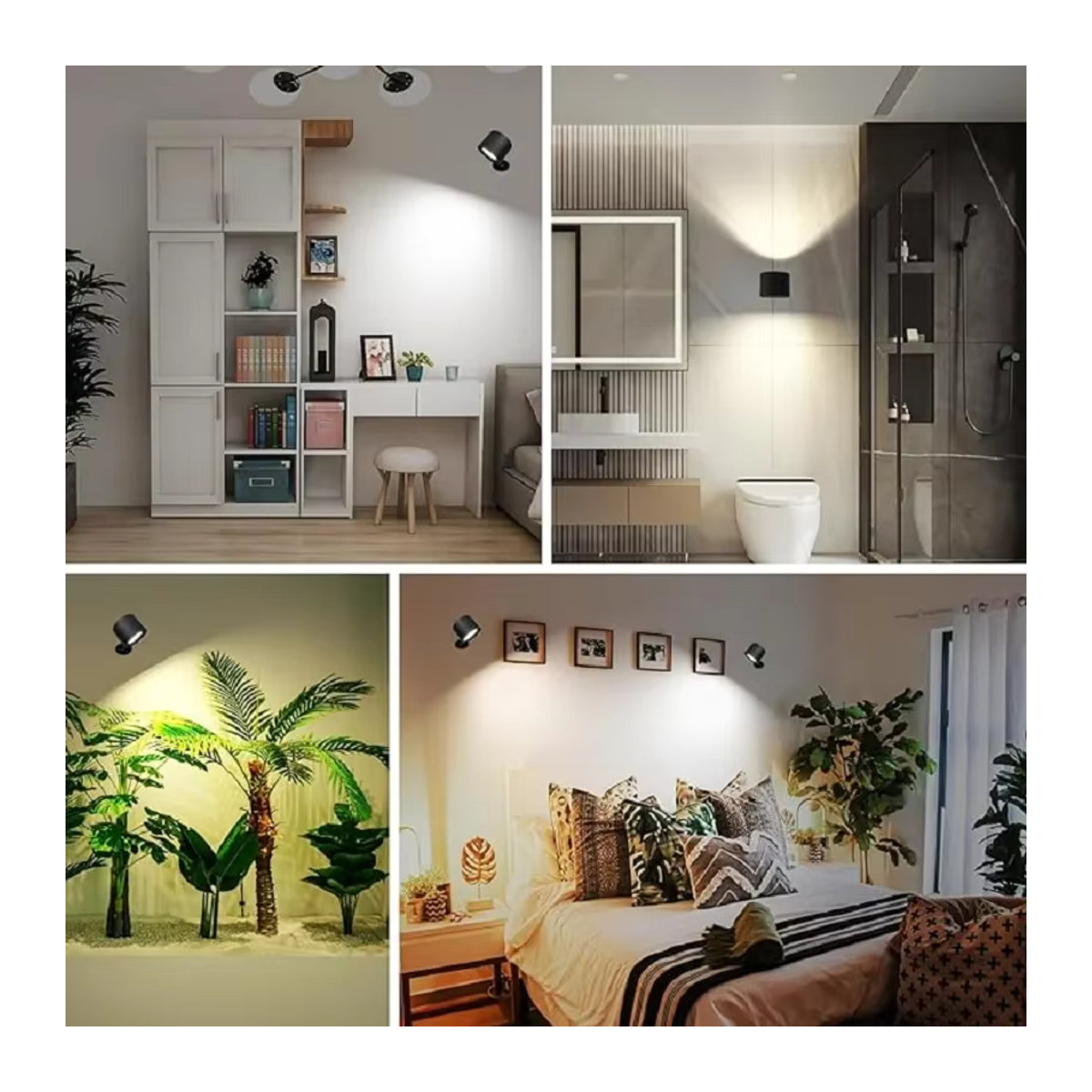 AVACOM LED Doppel Kopf Wandlampe mit Touch Control und Fernbedienung, 360 Grad drehbar, USB aufladbar, 3 Farben, Schwarz, minimalistisches Design - Bild 3