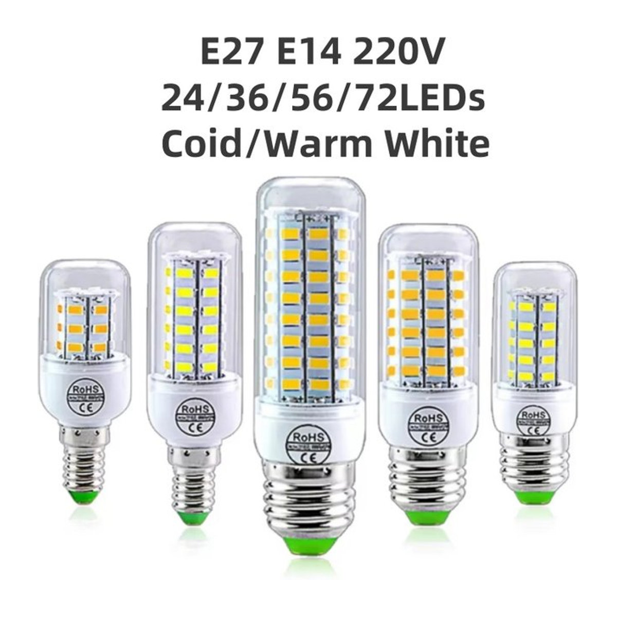 AVACOM LED Maiskolben-Glühbirne E27 Warmweiß SMD 5730 für Kronleuchter und Heimdekoration - Bild 1