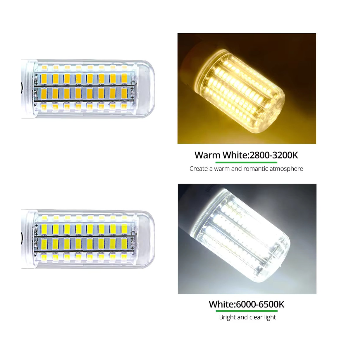 AVACOM LED Maiskolben-Glühbirne E27 Warmweiß SMD 5730 für Kronleuchter und Heimdekoration - Bild 3