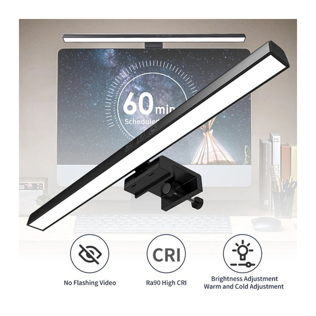 AVACOM LED Monitor Lichtleiste Schwarz – Dimmbare USB-Schreibtischlampe für PC und Büro - Bild 1