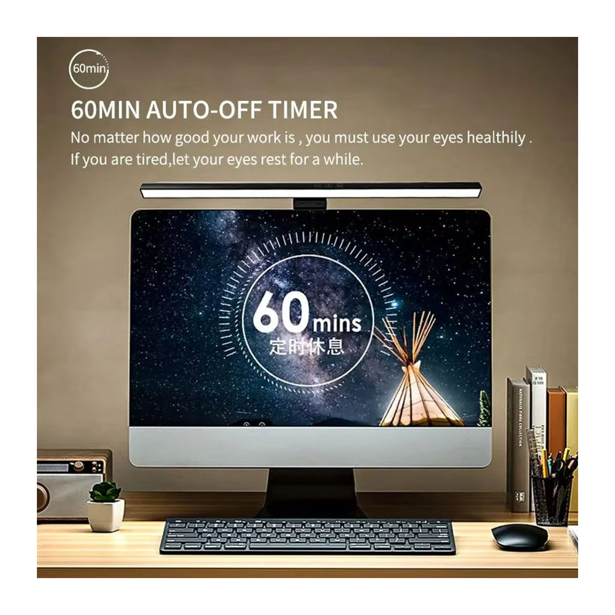 AVACOM LED Monitor Lichtleiste Schwarz – Dimmbare USB-Schreibtischlampe für PC und Büro - Bild 4
