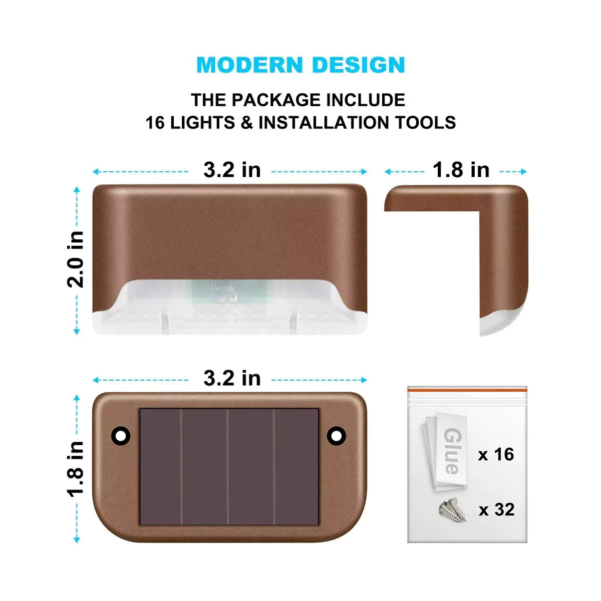 AVACOM LED Solar Wandleuchte Schwarz Minimalistisch Wasserdicht für Garten und Balkon - Bild 5