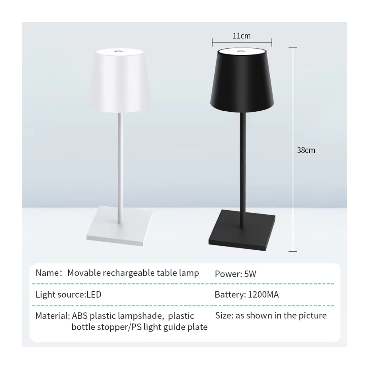 AVACOM LED Tischlampe kabellos und wasserdicht, 3-stufig dimmbar, minimalistisches Design in Schwarz oder Weiß - Bild 2