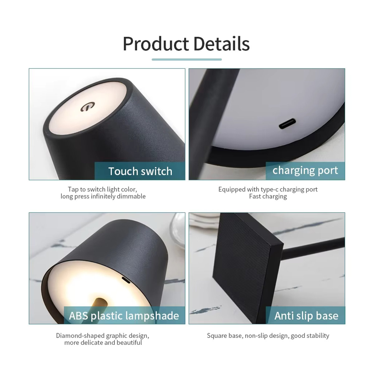 AVACOM LED Tischlampe kabellos und wasserdicht, 3-stufig dimmbar, minimalistisches Design in Schwarz oder Weiß - Bild 5