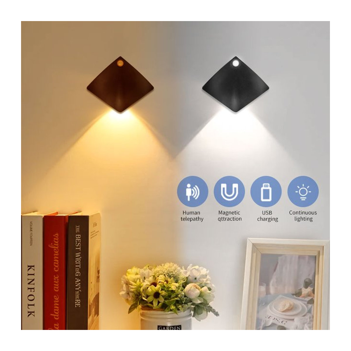 AVACOM LED Wandleuchter mit Bewegungsmelder, wiederaufladbare magnetische Nachtlicht-Lampe für die Innenbeleuchtung im Schlafzimmer - Bild 1