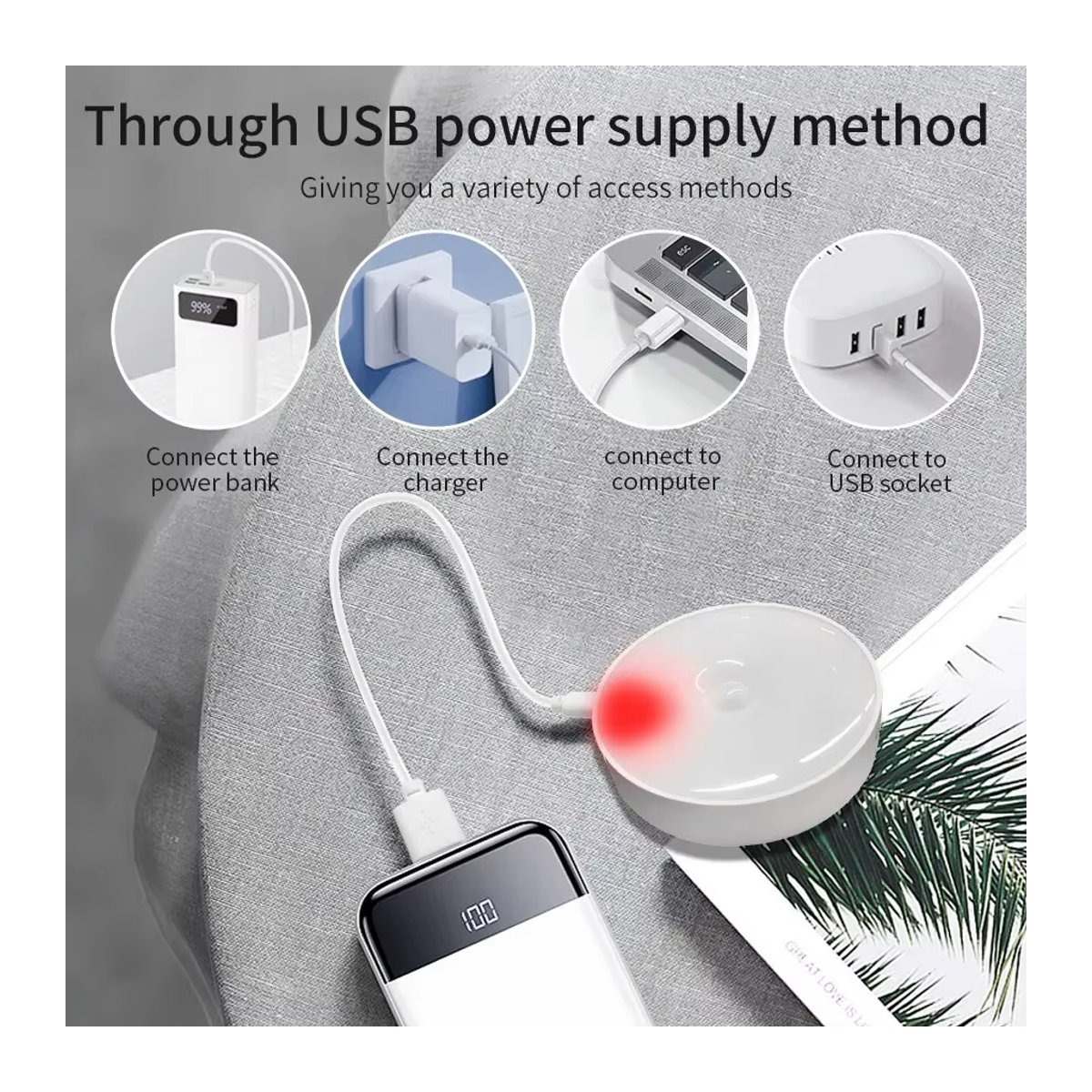 AVACOM Minimalistisches USB aufladbares LED Nachtlicht mit PIR Bewegungssensor für Schlafzimmer, Küche und Flur - Bild 3