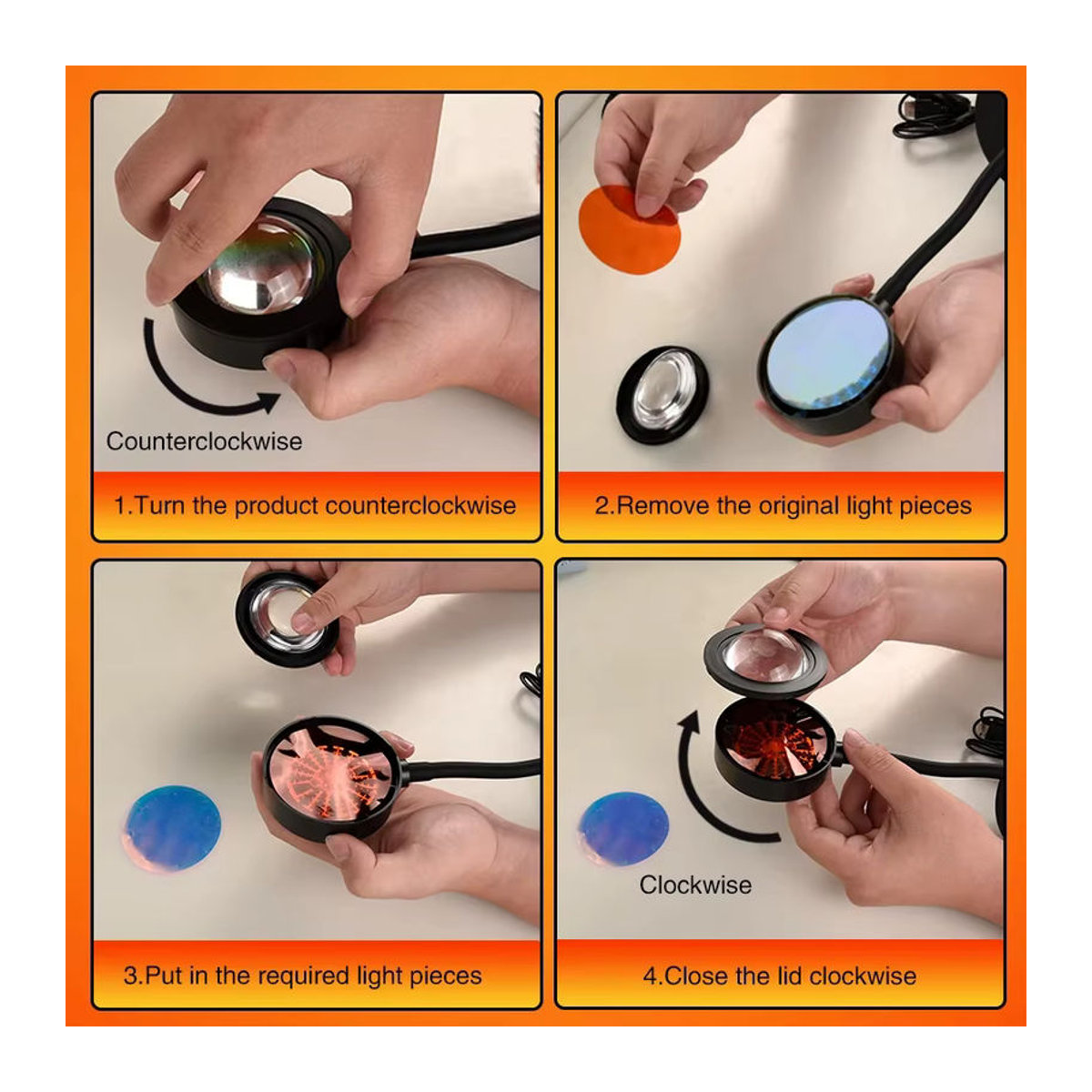 AVACOM Sonnenuntergang Projektor Lampe mit Bluetooth und Regenbogen Atmosphäre Licht in Schwarz als moderne Tischlampe zur Wanddekoration für dein Schlafzimmer - Bild 2