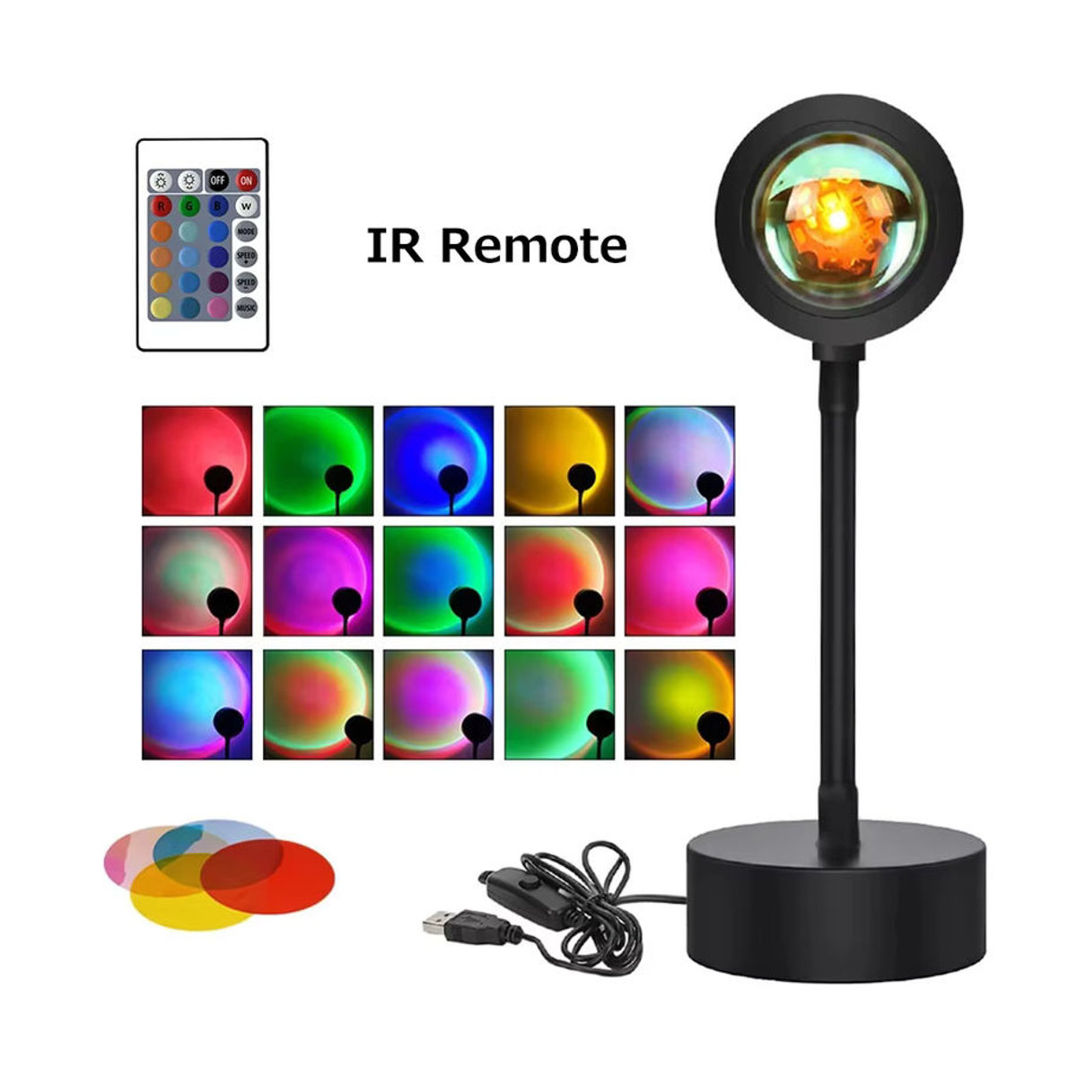 AVACOM Sonnenuntergang Projektor Lampe mit Bluetooth und Regenbogen Atmosphäre Licht in Schwarz als moderne Tischlampe zur Wanddekoration für dein Schlafzimmer - Bild 4